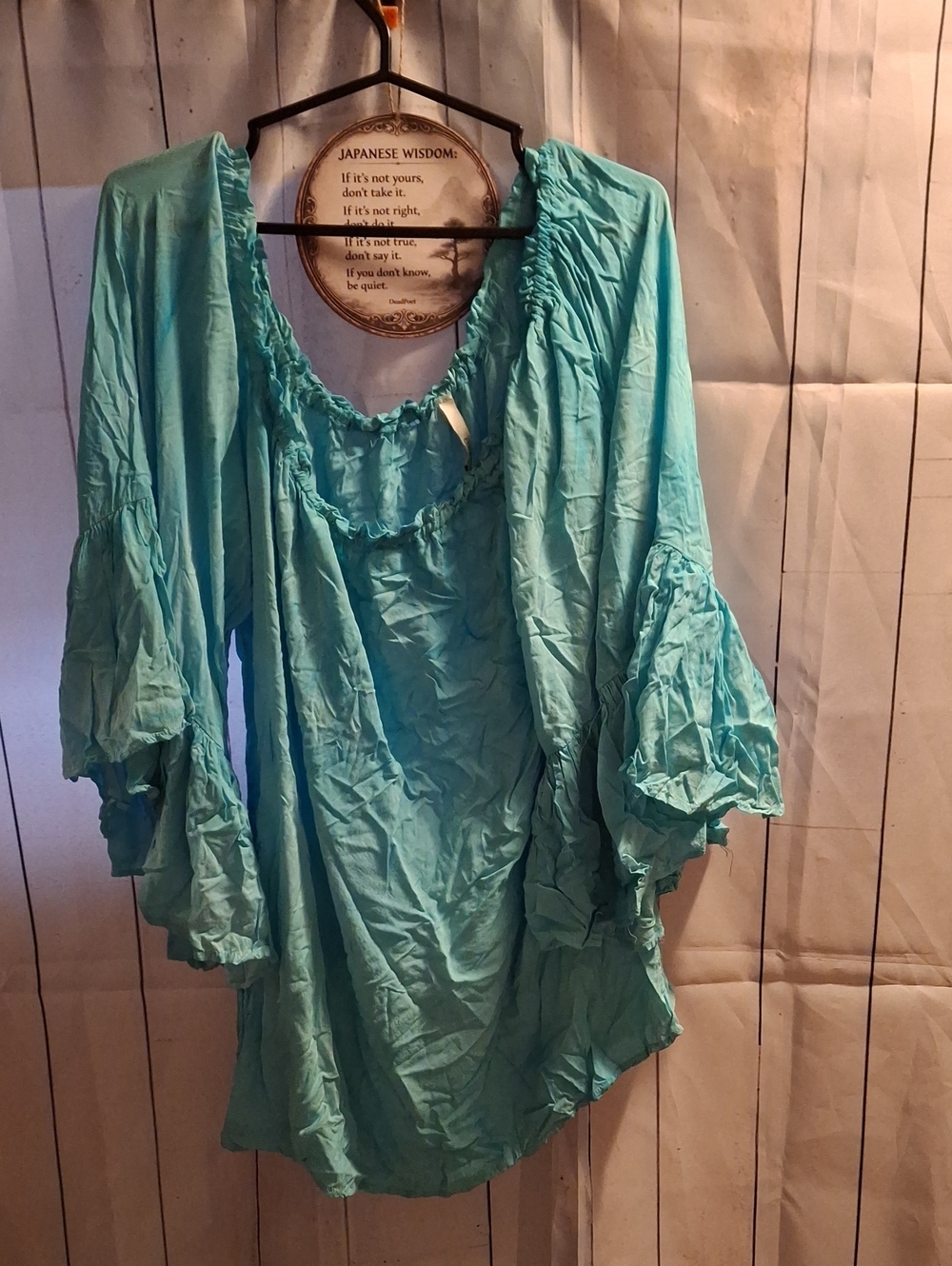 Elan Light Teal Ruffled Scoop-Neck Tunic